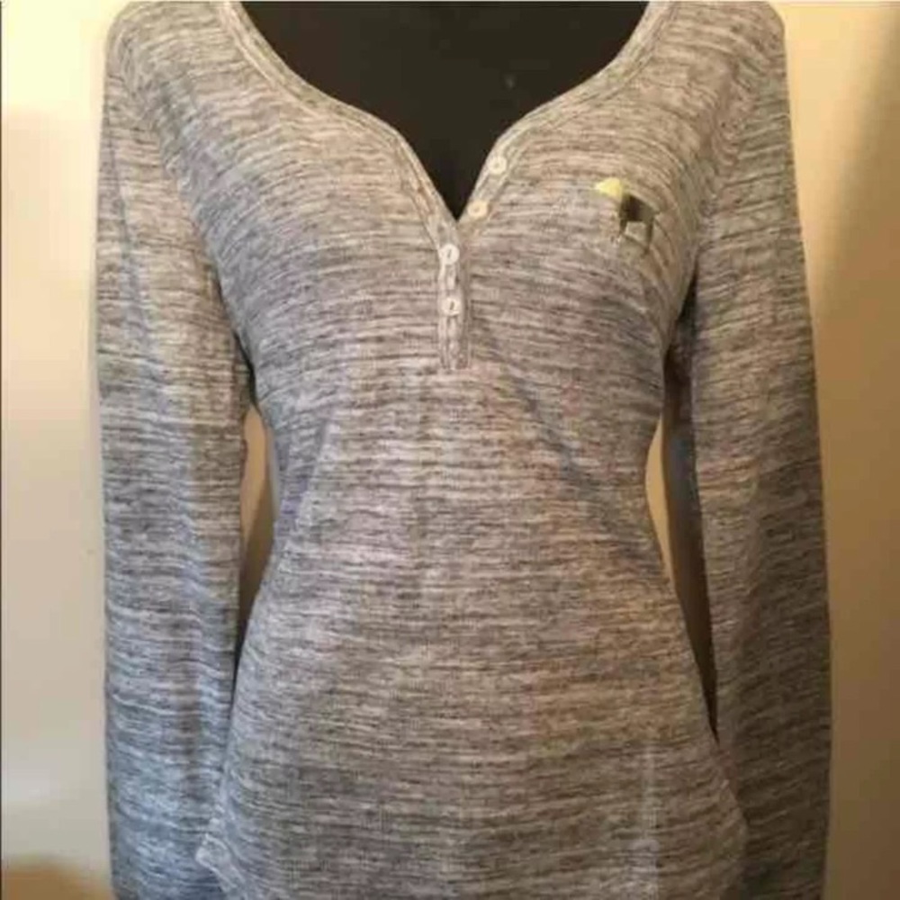 Victorias Secret Gray Thermal V Neck Sleep Shirt L