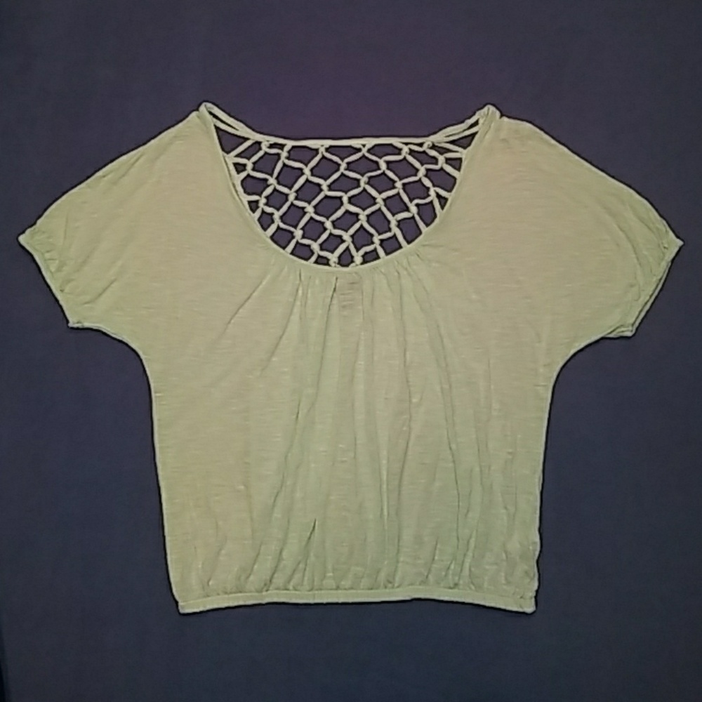 Mint green lattice back top