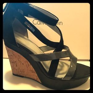 Black and grey Calvin Klein wedges