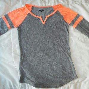 Gray and Coral Baseball Style T Shirt