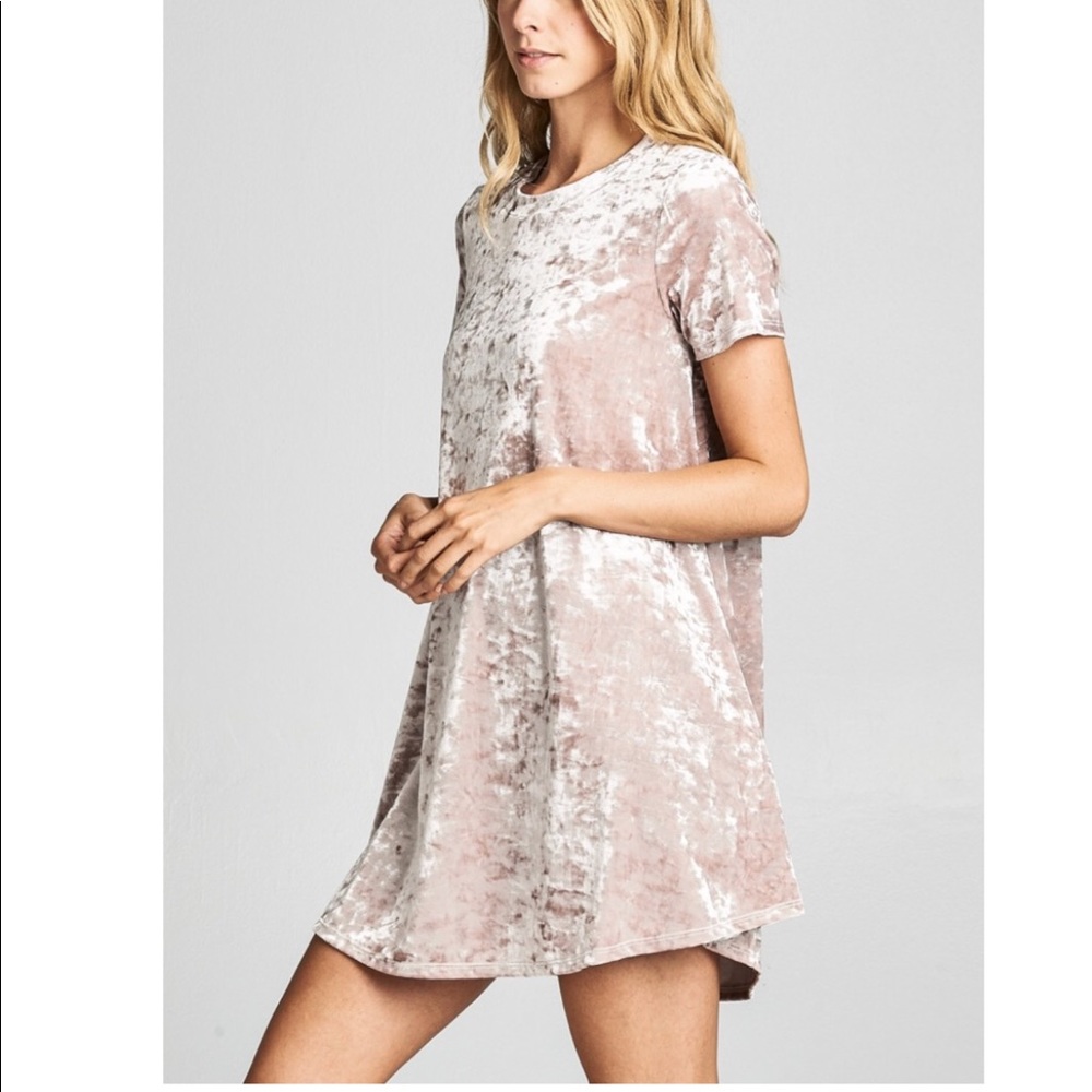 (1 small left) Crushed Velvet Mini Shift Dress - Picture 4 of 8