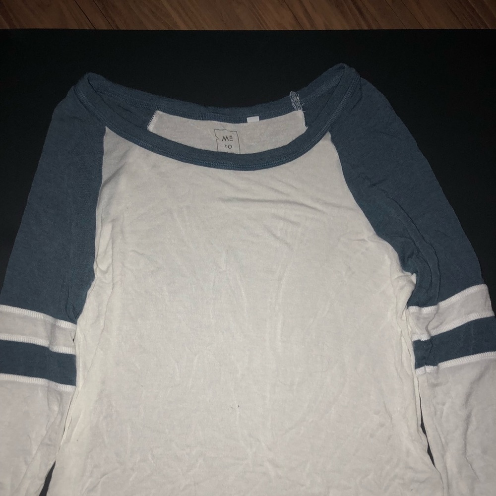 Blue & white baseball quarter length shirt