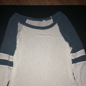 Blue & white baseball quarter length shirt