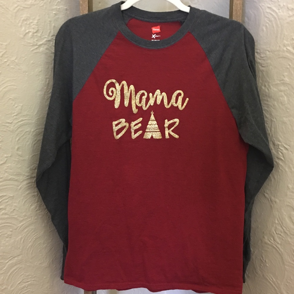 GREAT CONDITION! Mama Bear gold glitter shirt
