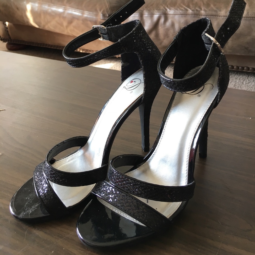 Black strappy heels