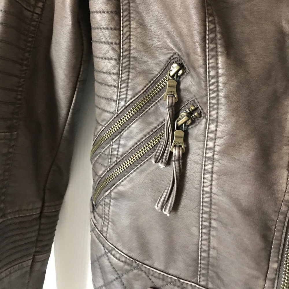NWOT Guess Leather Jacket with Fur - Picture 3 of 8