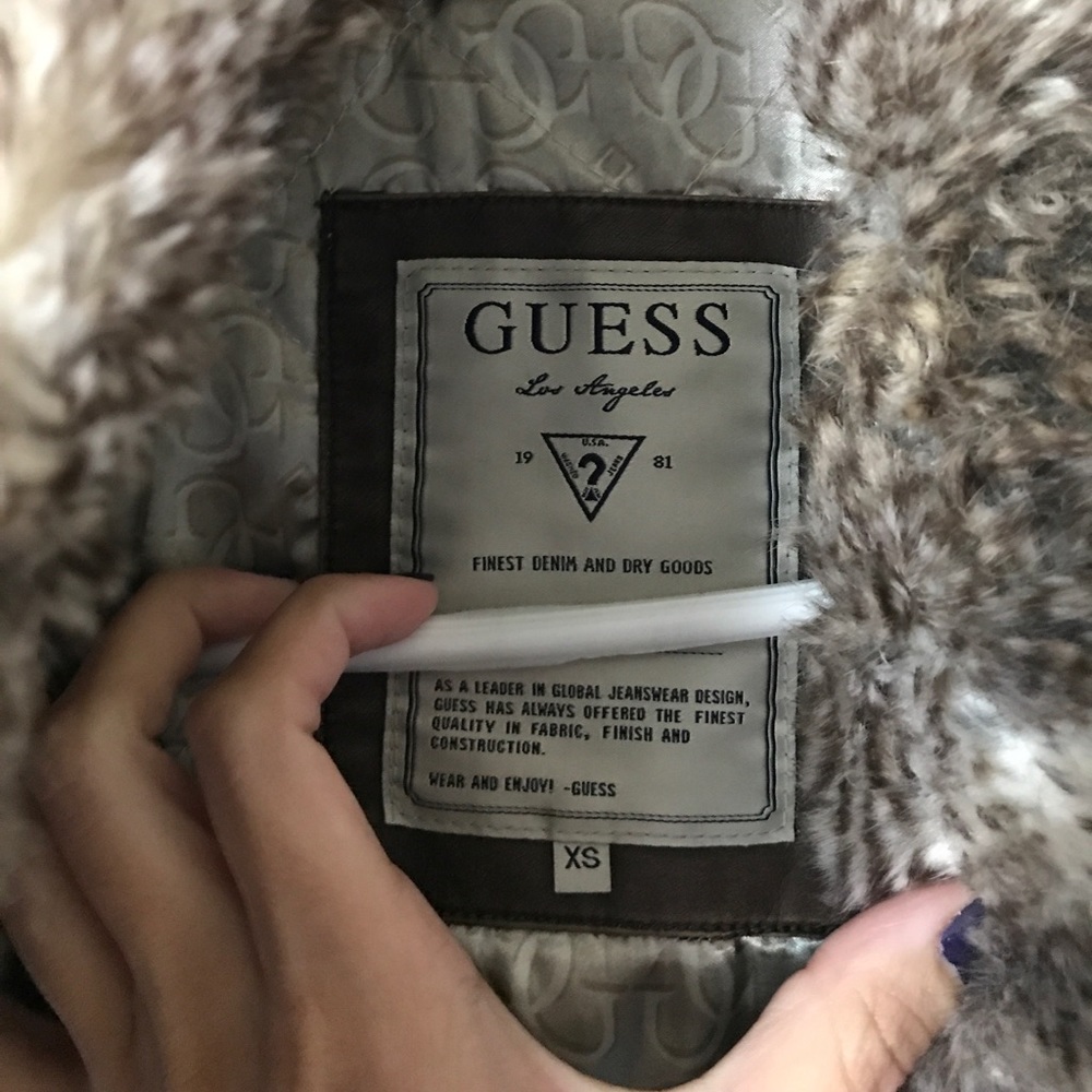 NWOT Guess Leather Jacket with Fur - Picture 6 of 8