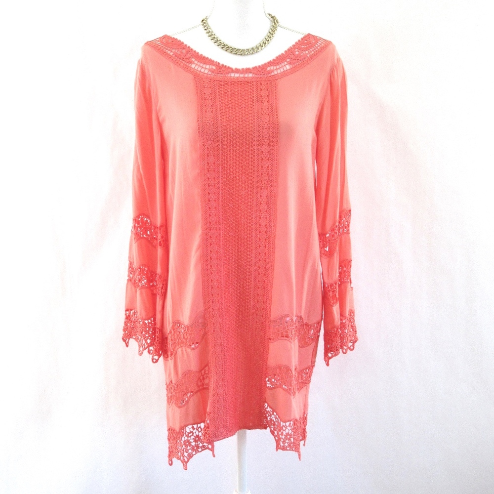 XCVI Georgette and Crochet Tunic Sz S