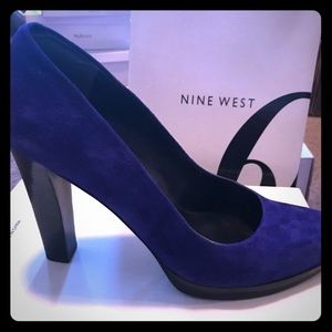Blue suede pumps by Nine West