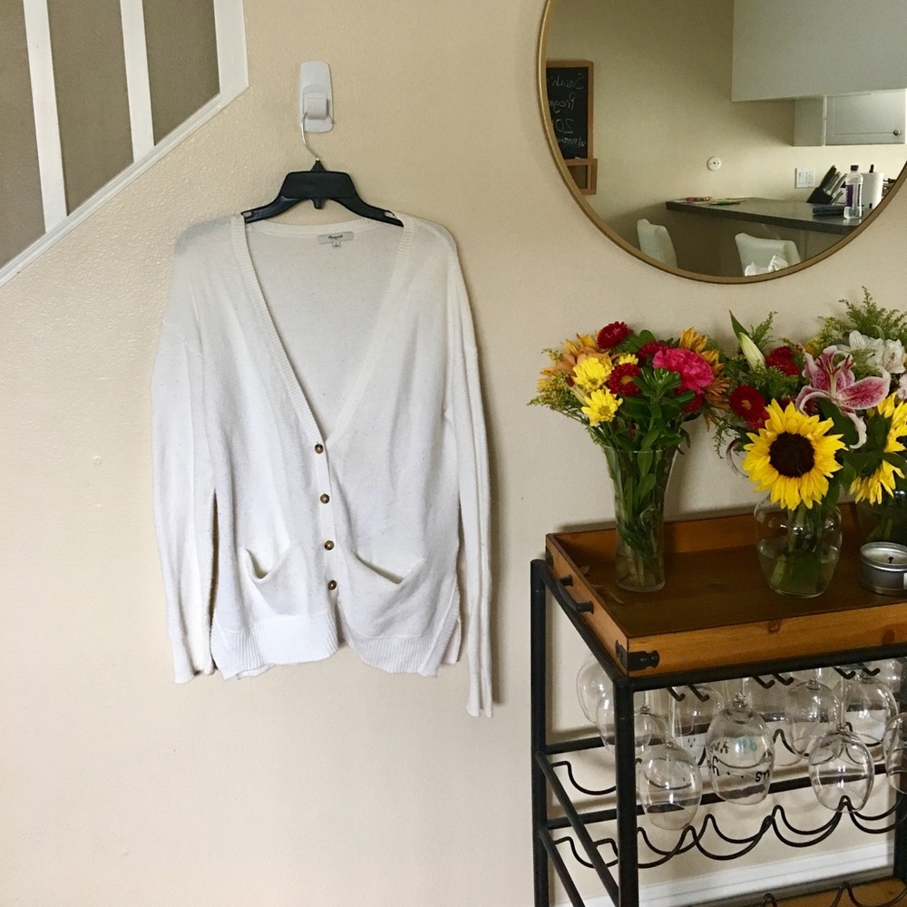 Madewell White Button Down Cardigan