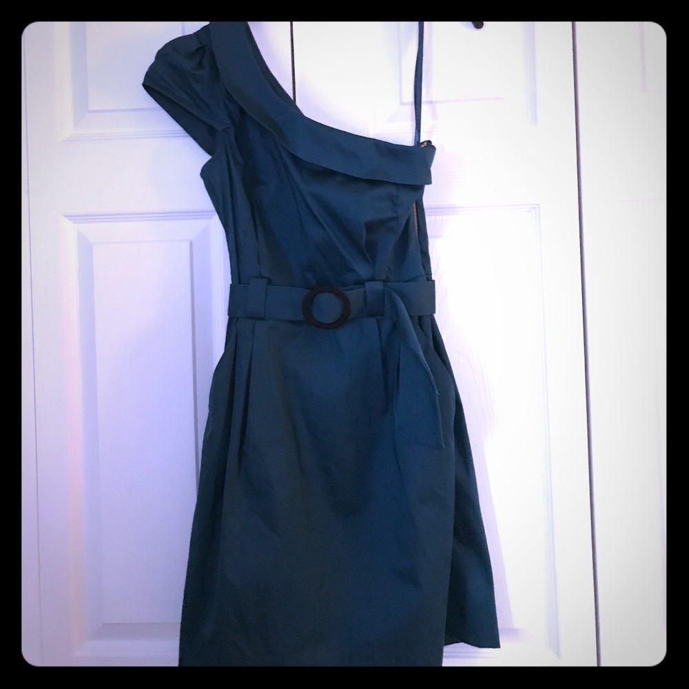 Blue belted French Connection party dress- size 8