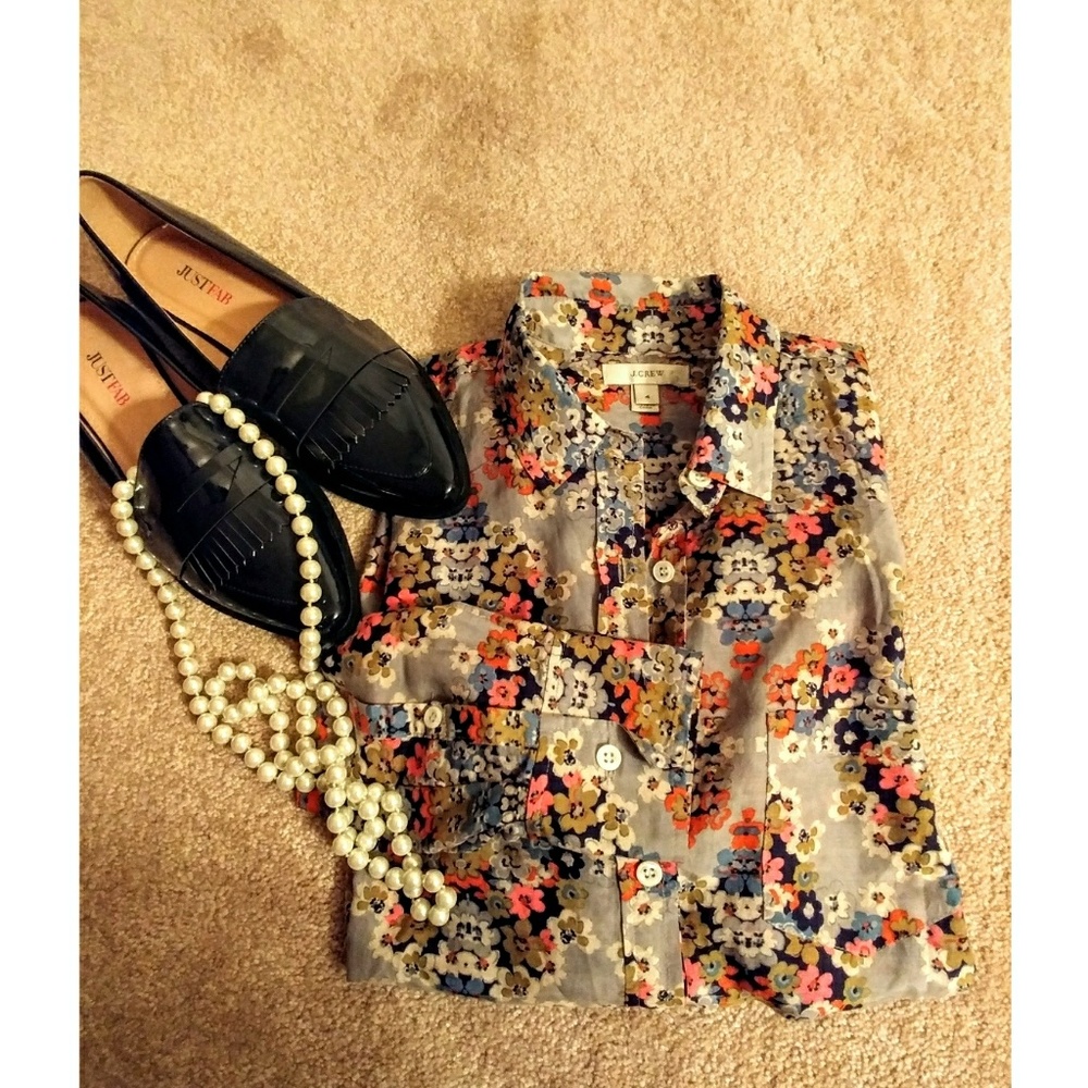 Floral J. Crew Button Shirt