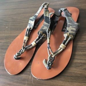Camo strappy flats