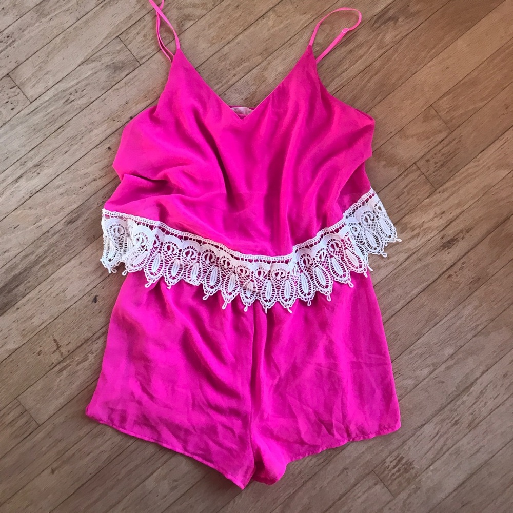 Hot pink spaghetti strap romper