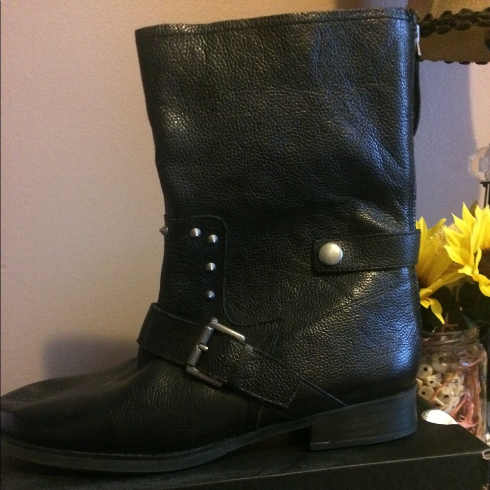 Black studded combat boot
