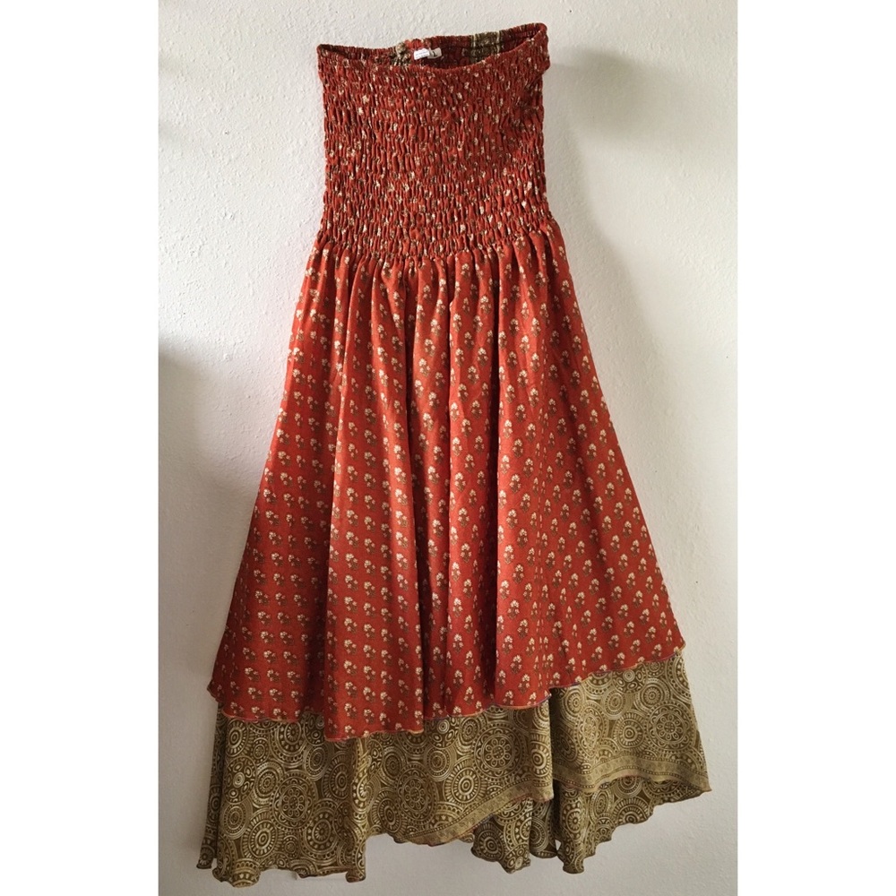 Strapless boho floral dress NWOT