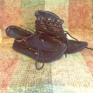 Navy blue aztec soft boots