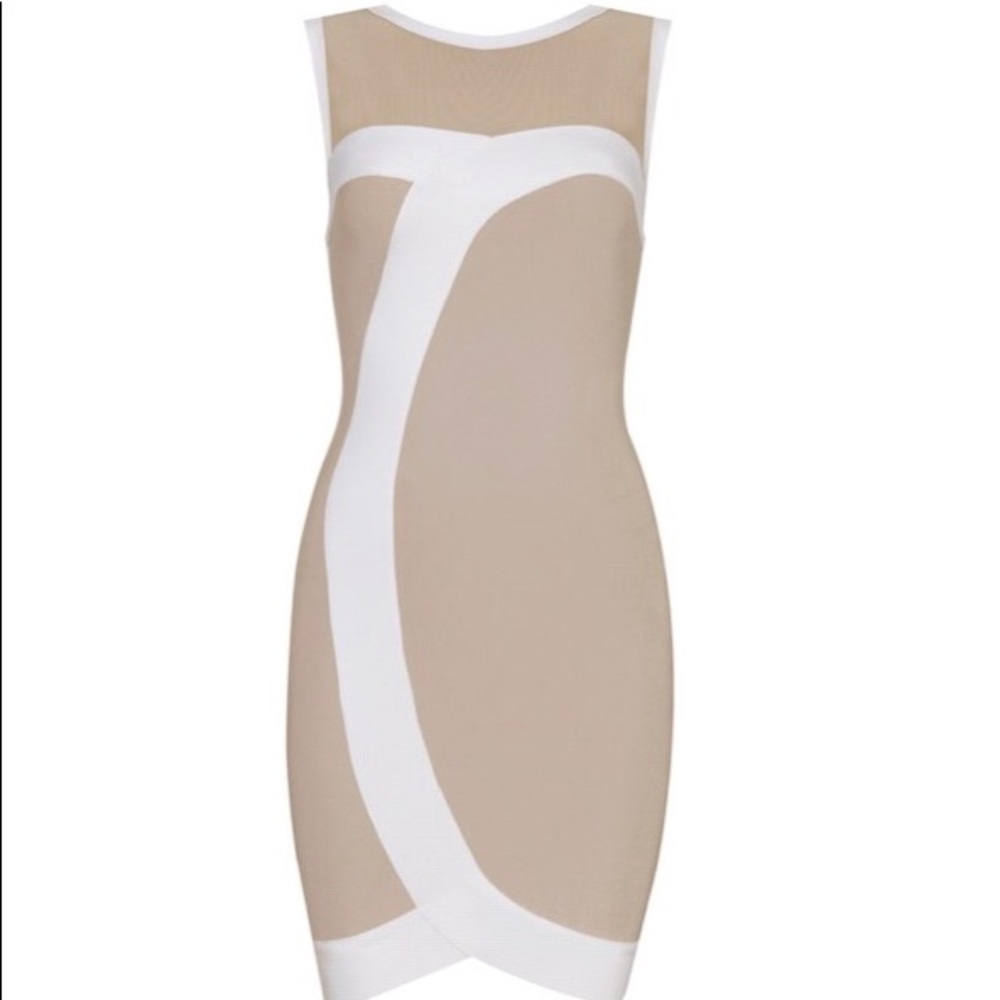 Mesh beige and white dress