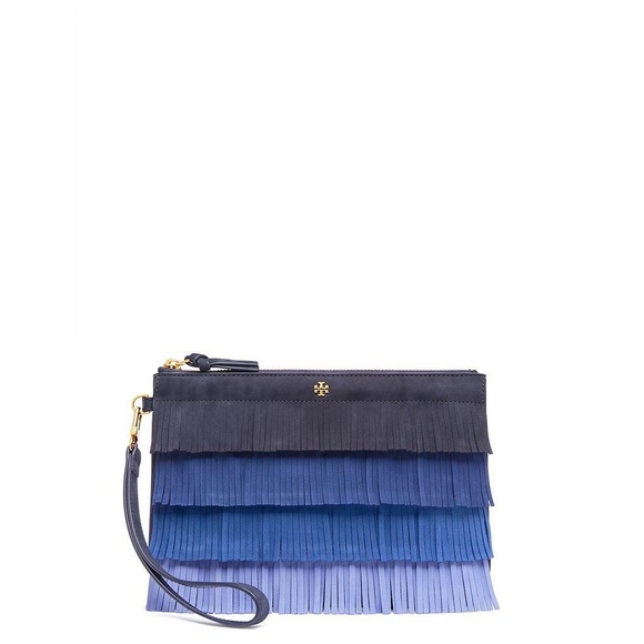 Tory Burch Handbags - Tory Burch Blue Toned Fringe Pouch