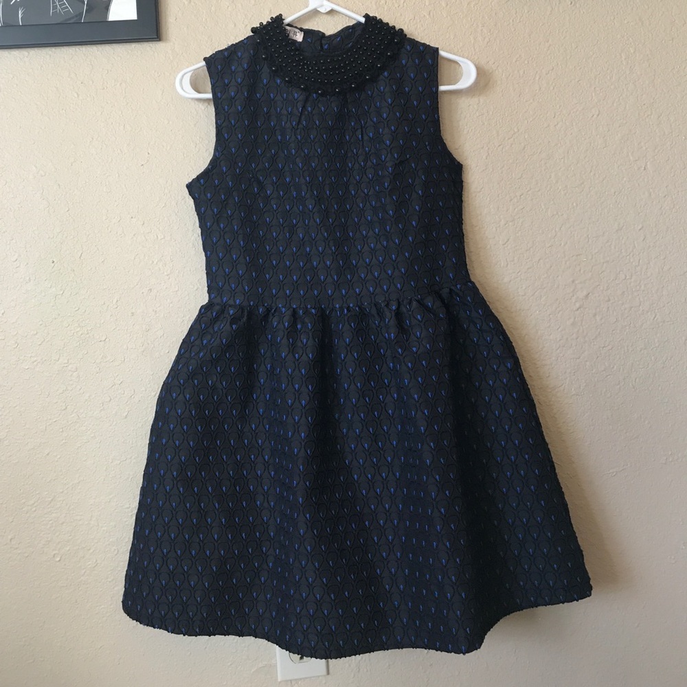 Gorgeous Embroidered Fit Flare Collar Dress Small