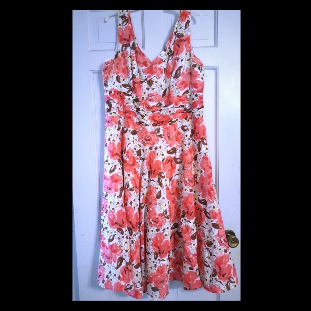 Pink, White and Brown Floral Dress