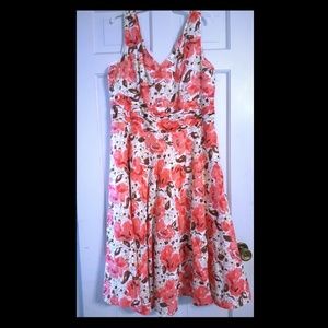 Pink, White and Brown Floral Dress