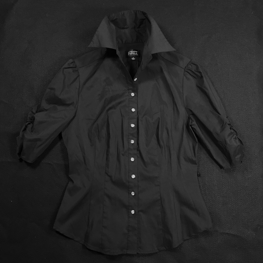 Adriana Papell Occasions black shirt 3/4 sleeve