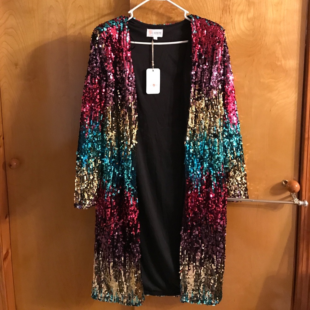 Multi-colored sequin cardigan