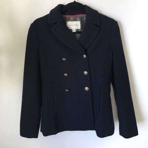 Banana Republic Jackets & Blazers - Banana republic navy blue wool pea coat in small