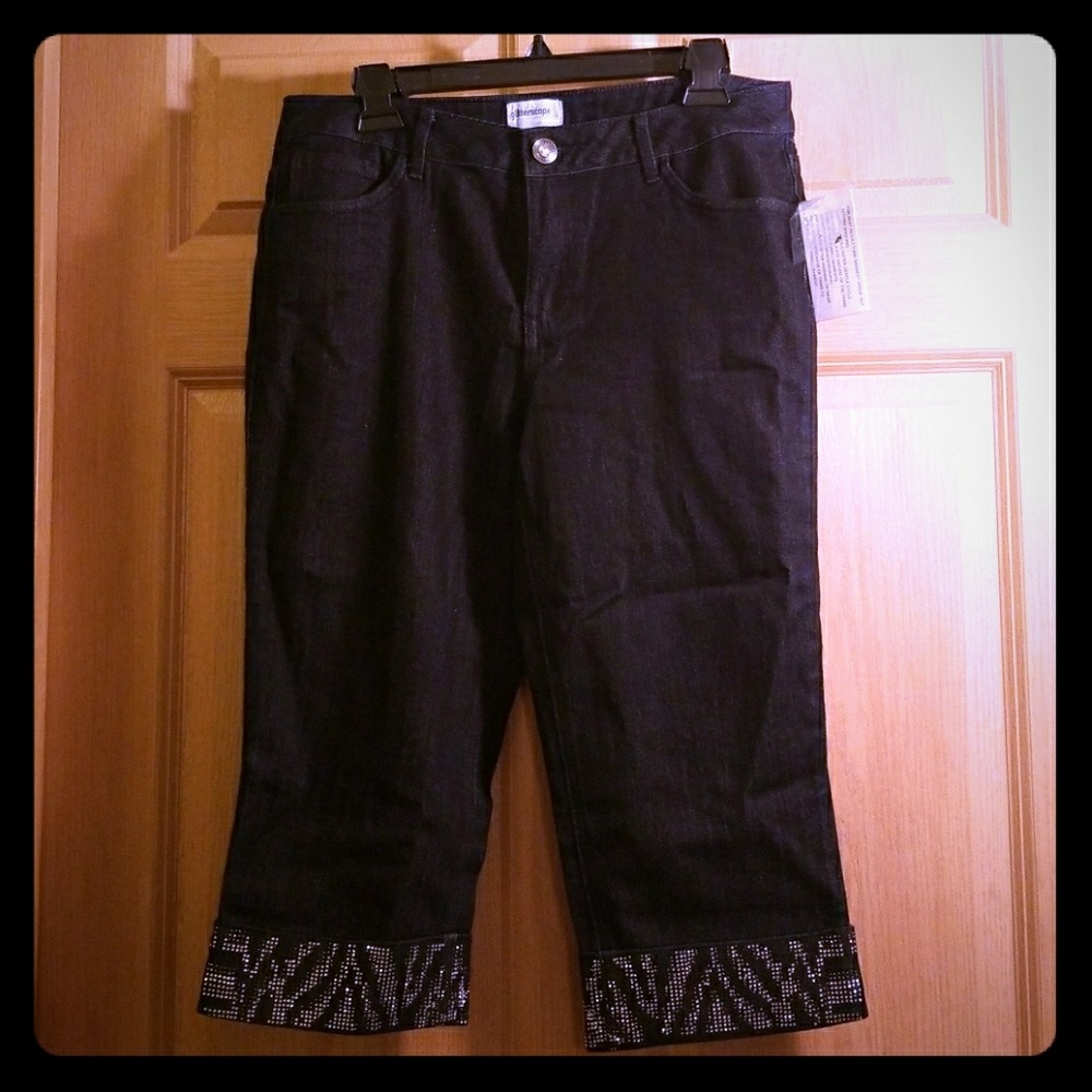 Dark denim bling Capri