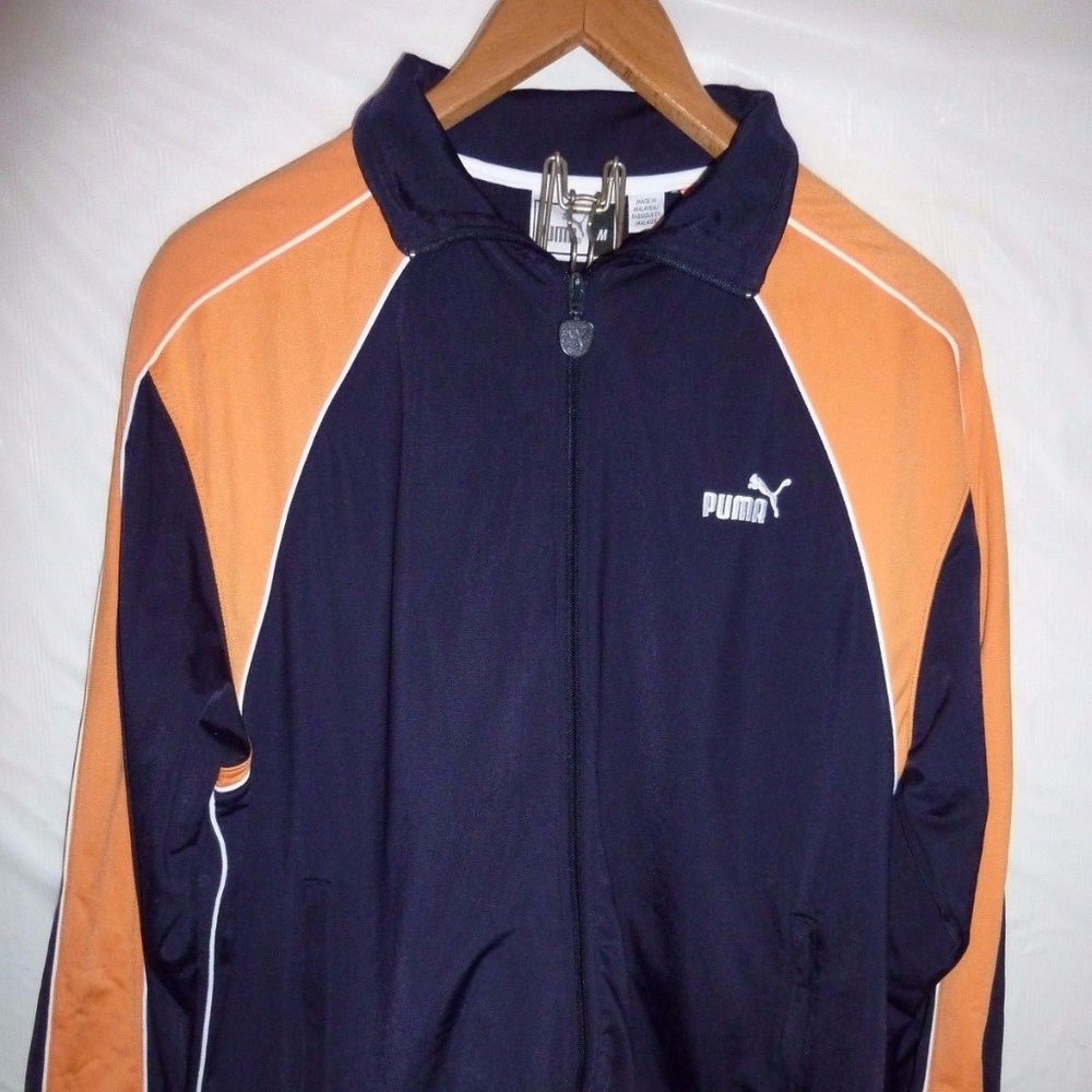 80s Vintage Men's Puma Orange Blue Track  Jacket