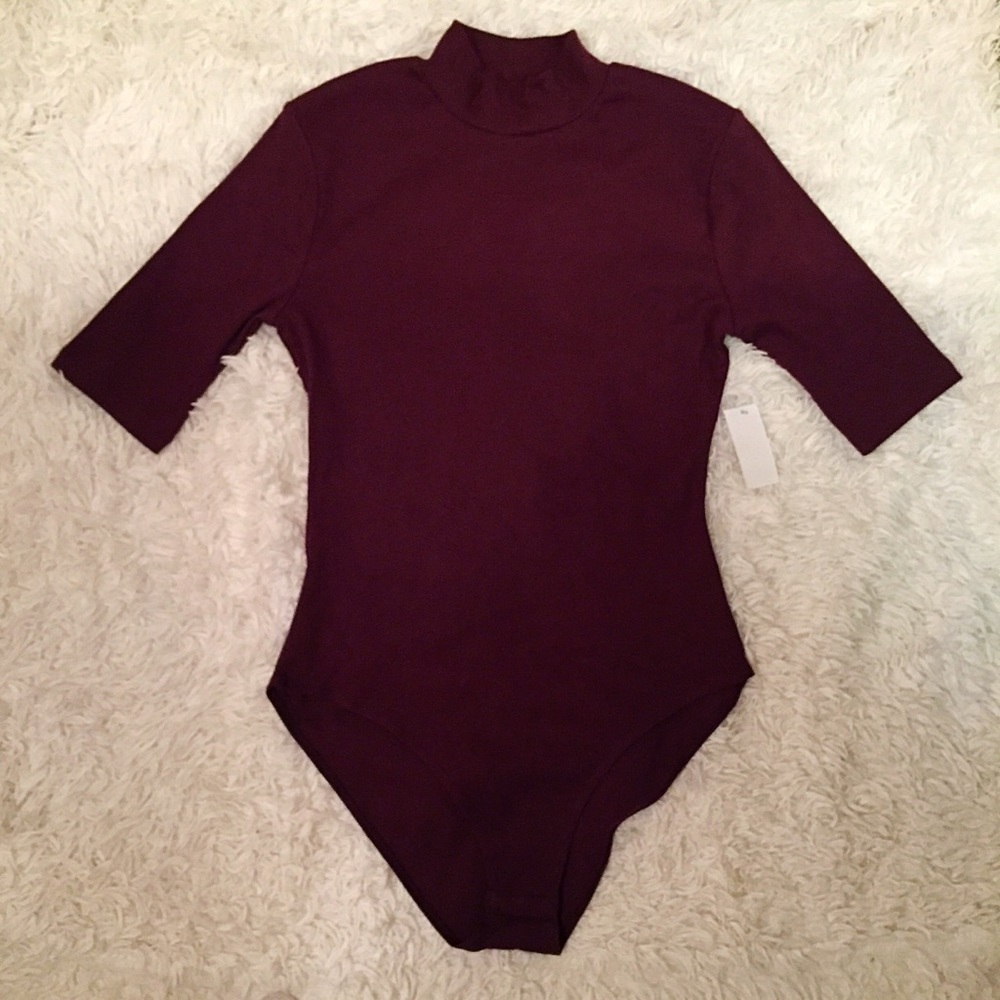 NWT Maroon Body Suit With Collar (Short Sleeve)