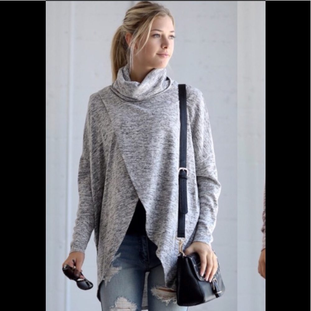 Grey turtleneck layered tunic top❤️ - Picture 2 of 7