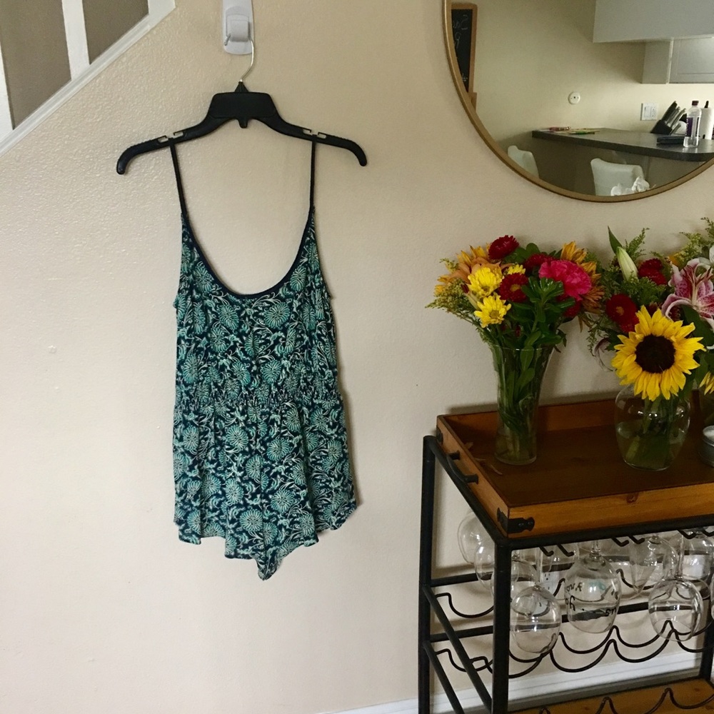 Urban Outfitters Ecoté Blue Floral Romper