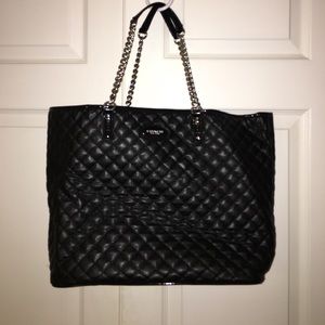 Black coach bag with chain link straps
