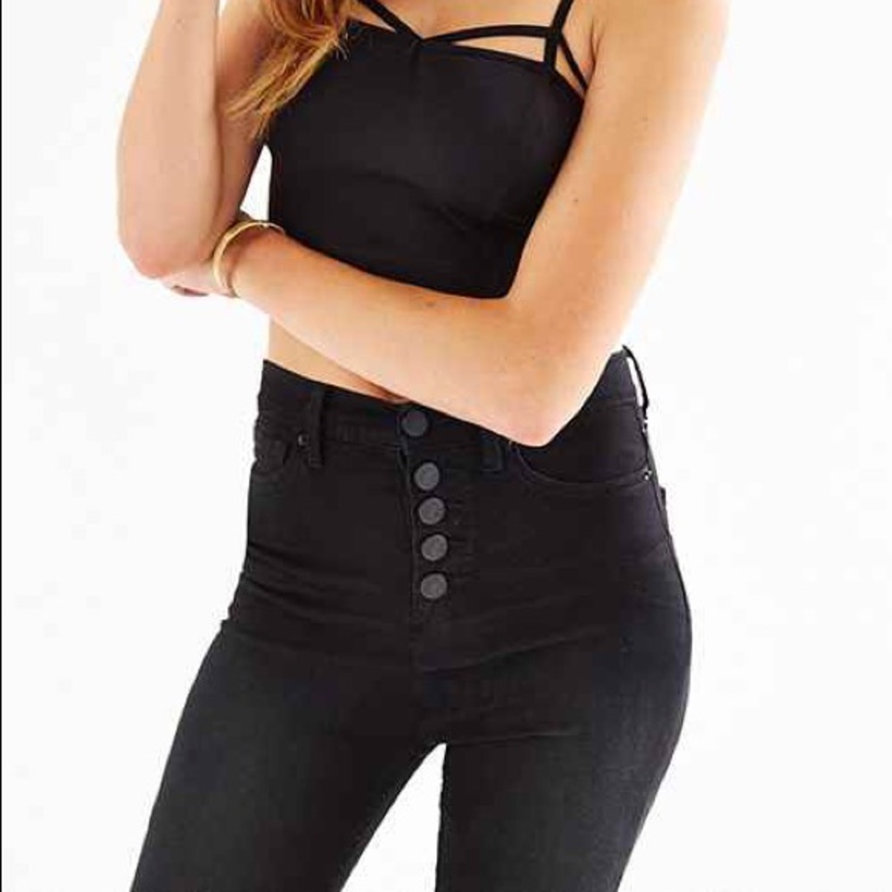 BDG High waisted button down black stretch denim