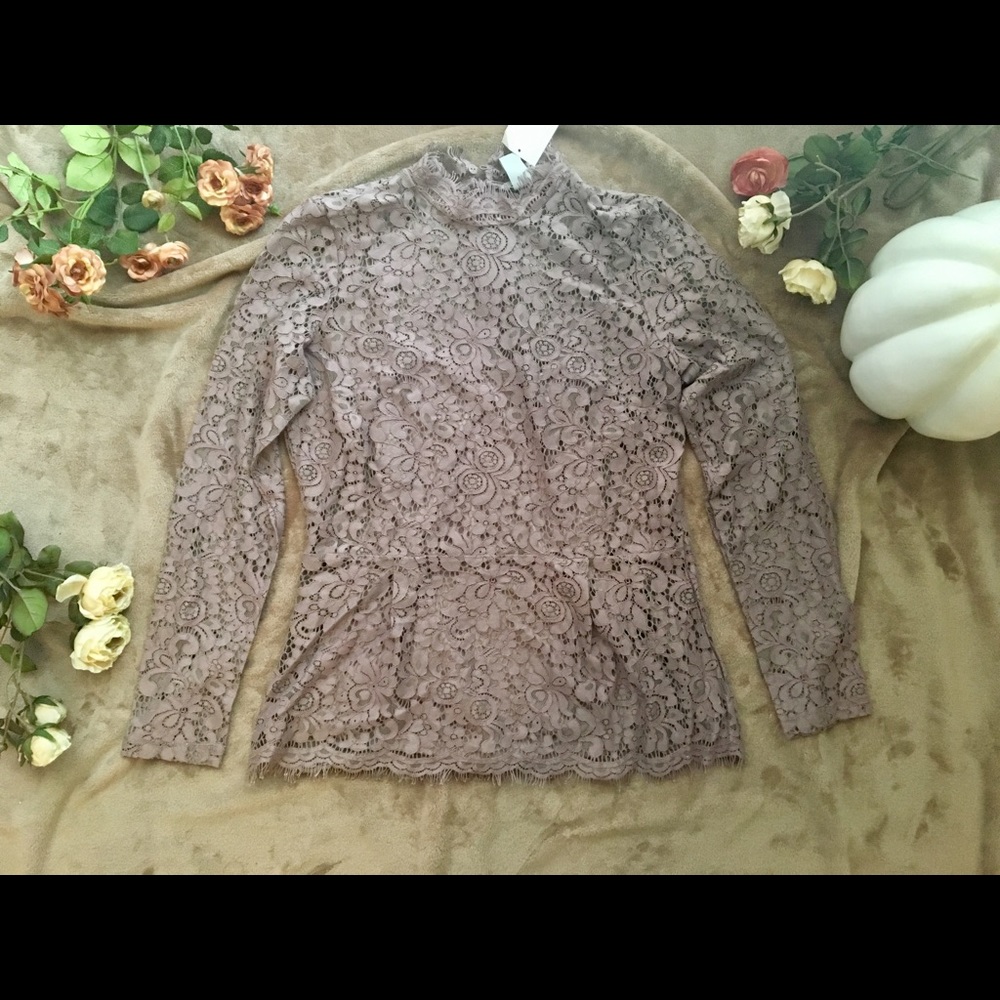 NWT! H&M Lavender Lace Peplum Shirt