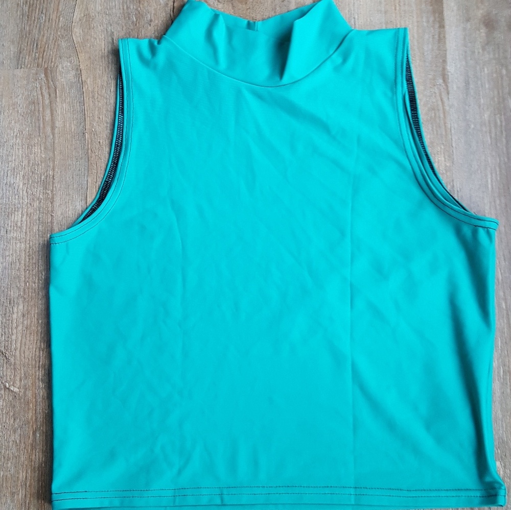 Matte Jade High Neck Crop Black Milk Clothing