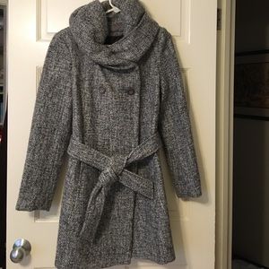 Zara Gray Pea Coat with Extra Large Neck