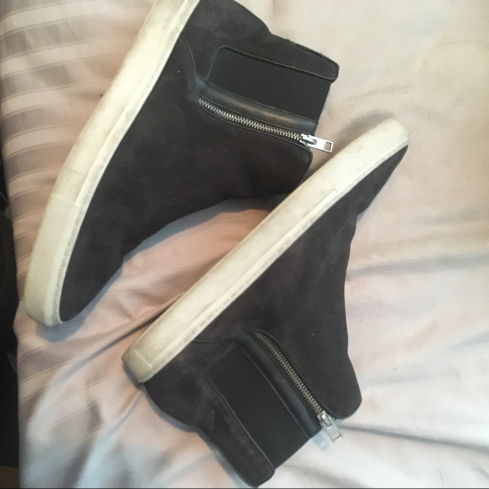 Allsaints shearling zip up Chelsea sneaker