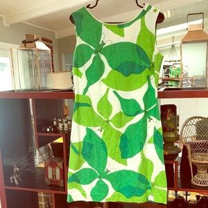 Vintage 60’s Green and White Patterned Shift Dress