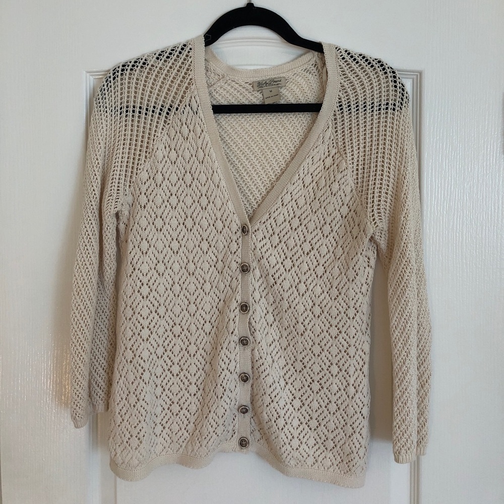 Lucky Brand Ivory Knit Cardigan Sweater - Size M💛