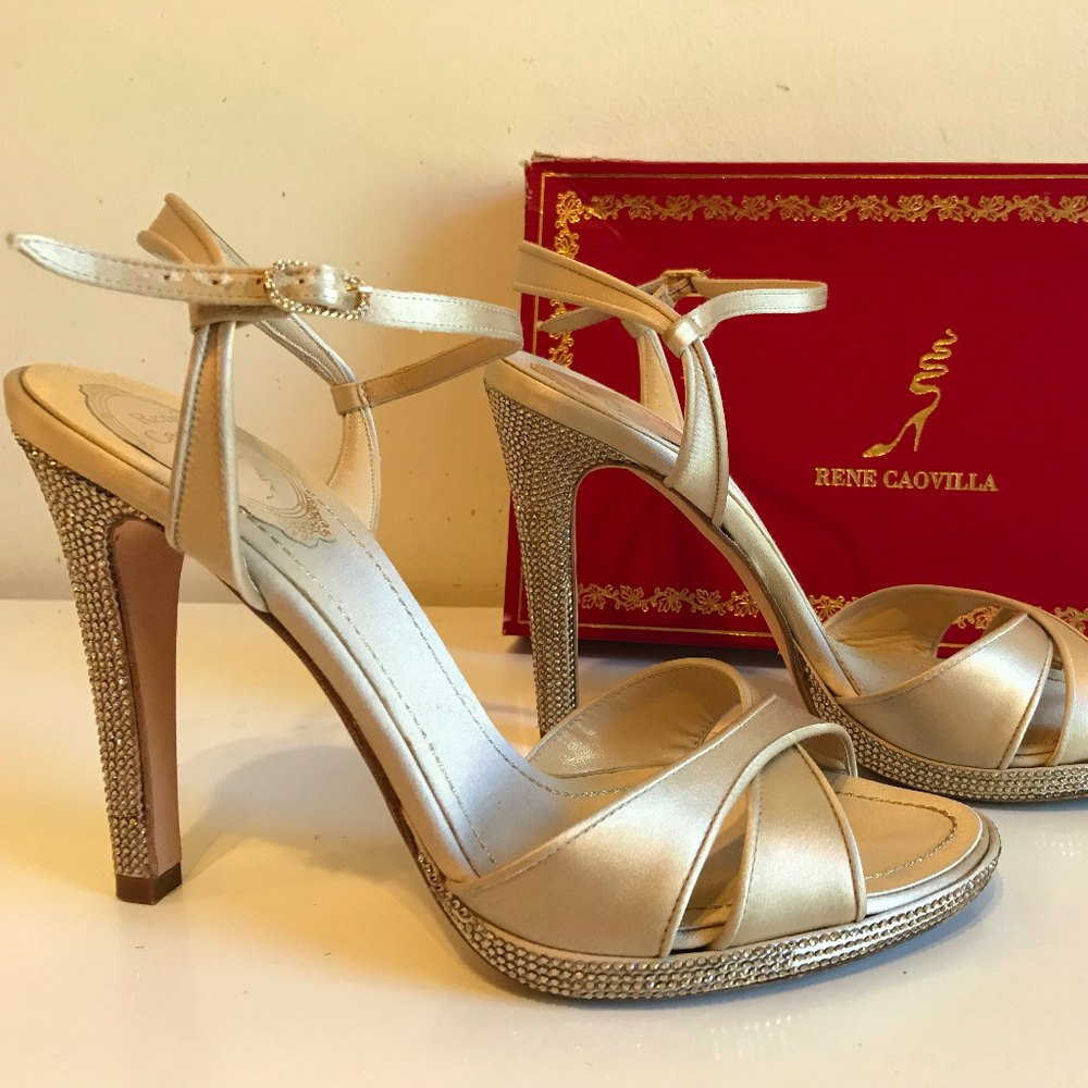 Rene Caovilla Embellished Satin Sandals size8