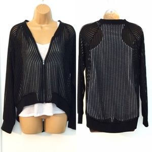 BCBG black mesh loose fit zip up Size Small