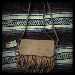 NWT Brown fringe boho bag