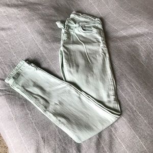 Mint colored skinny jeans