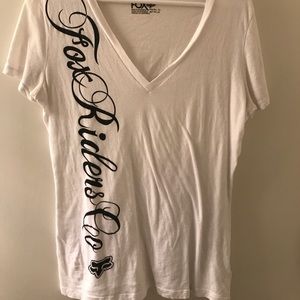 Women’s white fox racing v neck