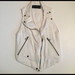 Zara white linen motorcycle vest