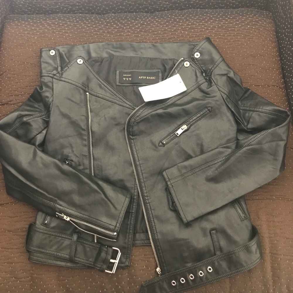 Faux black leather jacket