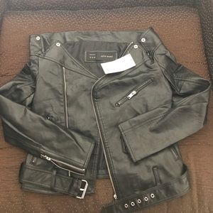 Faux black leather jacket